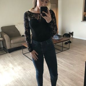 Bebe Black Lace Bodysuit